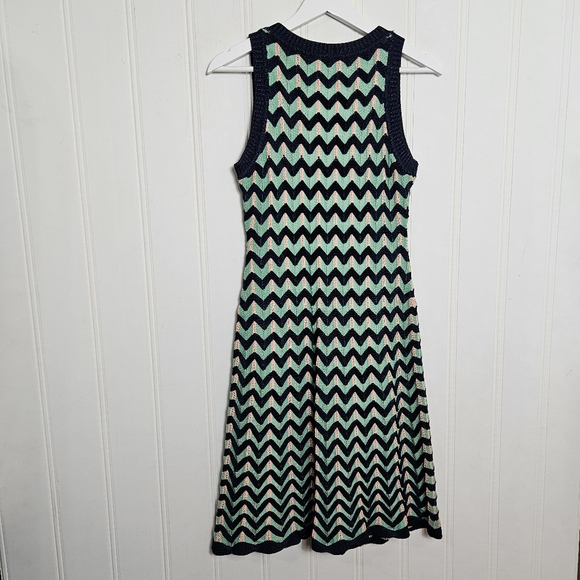 M Missoni Mint Chevron Sleeveless Sweater Dress Italy Size 10 A-Line Knit - Picture 8 of 16